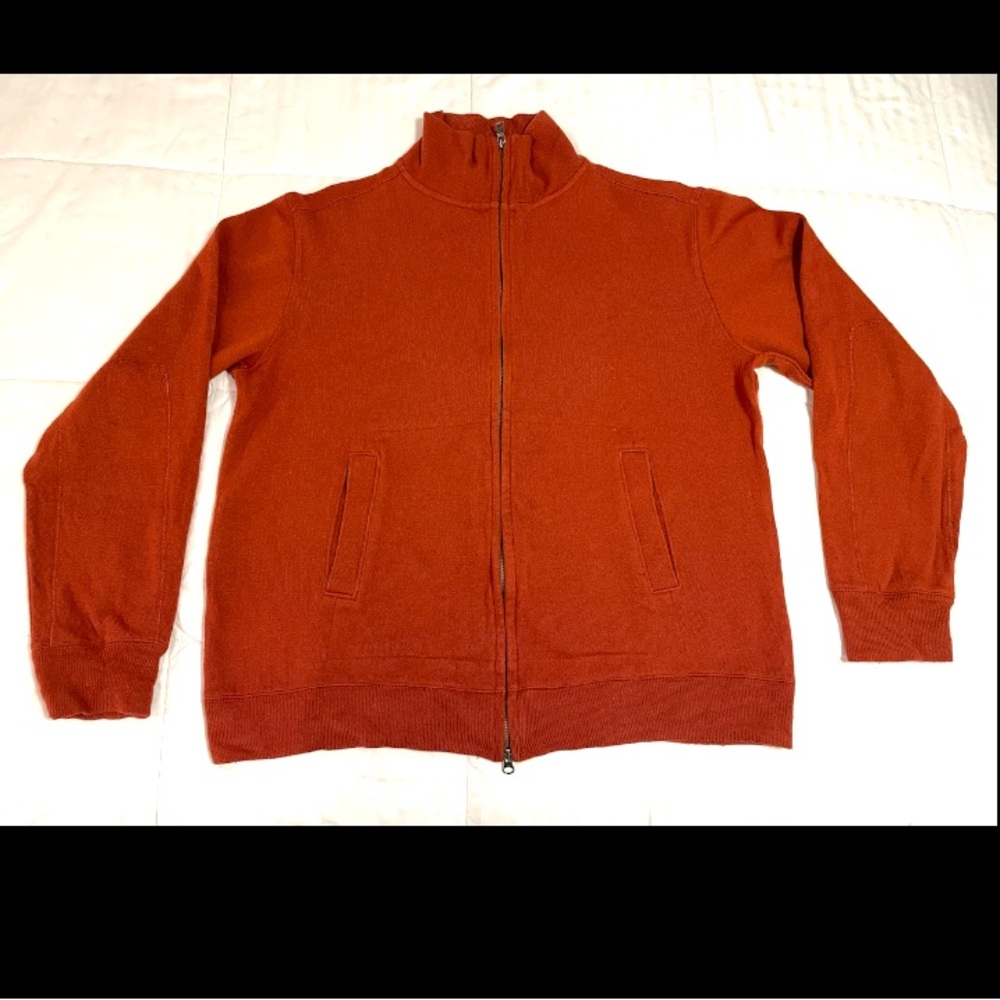 Banana Republic Men’s XL Full Double Zip Cardigan Rust Orange Sweater Jacket